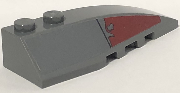 Wedge 6 x 2 Right with SW Slave I Dark Red Triangle with Peeling Paint Pattern (Sticker) - Set 75060