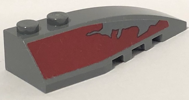 Wedge 6 x 2 Right with SW Slave I Dark Red Peeling Paint Pattern (Sticker) - Set 75060