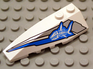 Wedge 6 x 2 Left with Shark Skeleton Pattern