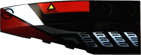 Wedge 6 x 2 Left with Sleek Silver and Red Pattern