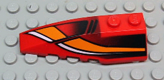 Wedge 6 x 2 Left with White/Orange Curves and Black Fade Pattern