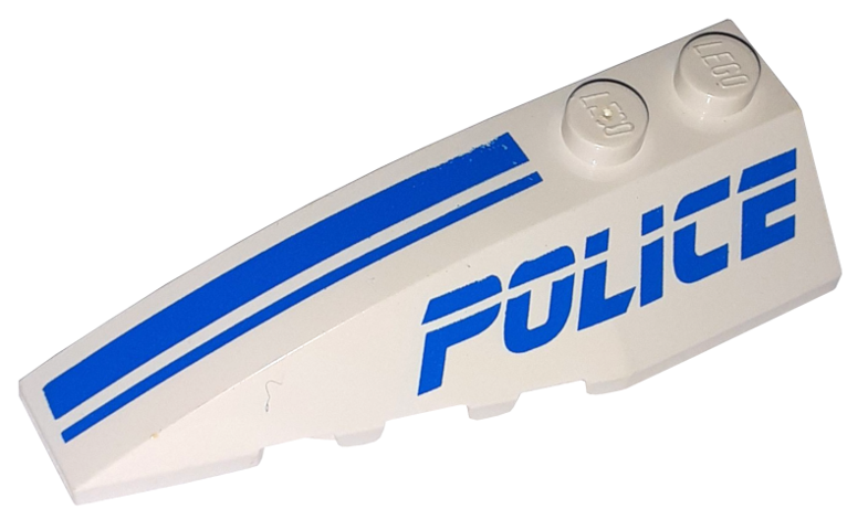 Wedge 6 x 2 Left with Blue 'POLICE' and Stripes Pattern