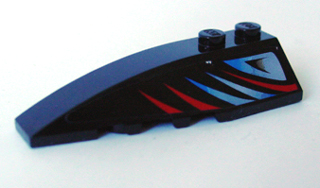 Wedge 6 x 2 Left with Sleek Red and Bluish Silver Pattern (Sticker) - Set 8669