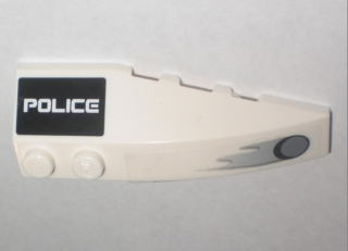 Wedge 6 x 2 Left with 'POLICE' on Black Background and Hole with Flames Pattern (Stickers) - Set 5969