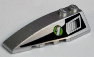 Wedge 6 x 2 Left with Air Vent and '1' in Lime Circle Pattern (Sticker) - Set 8647