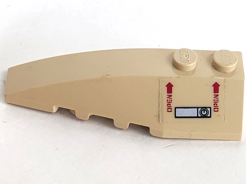 Wedge 6 x 2 Left with Red 'OPEN' and Arrows, Silver Handle and Lock Pattern (Sticker) - Sets 7298 / 7477