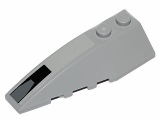 Wedge 6 x 2 Left with Black Rectangle and Dark Bluish Gray Trapezoid Pattern (Sticker) - Set 75022