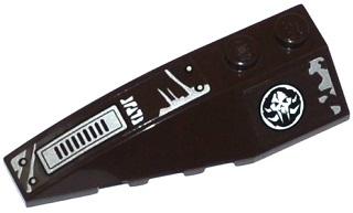 Wedge 6 x 2 Left with Alien Skull in Black Circle, Vents, Rivets and Frost Pattern (Stickers) - Set 70145