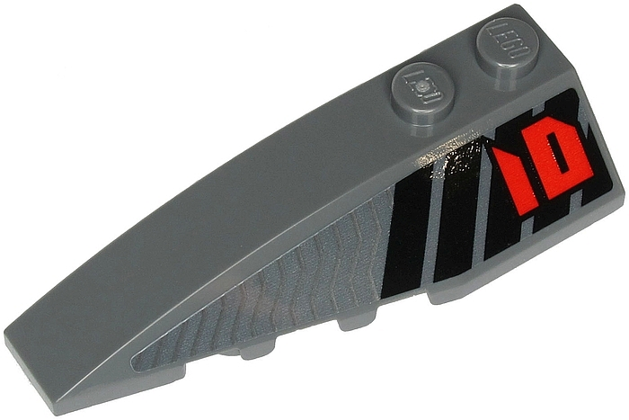 Wedge 6 x 2 Left with Red Number 01 and Black and Silver Stripes Pattern (Sticker) - Set 71713