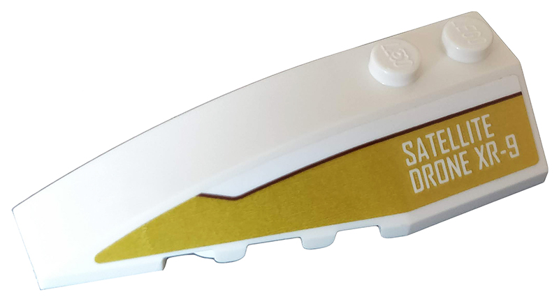 Wedge 6 x 2 Left with 'SATELLITE DRONE XR-9' on Gold Background Pattern (Sticker) - Set 75970