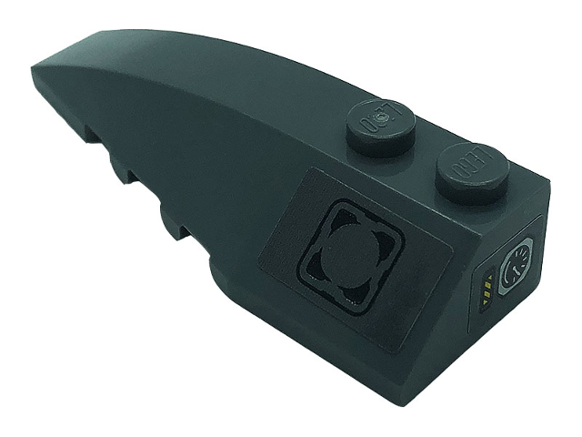 Wedge 6 x 2 Left with Black and Yellow Danger Stripes, Silver Gauge and Black Symbol Pattern (Stickers) - Set 76161