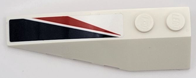 Wedge 6 x 2 Left with Dark Blue and Red Triangle and Angled Stripes Pattern (Sticker) – Set 42109