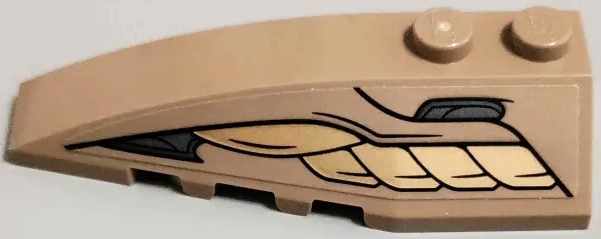 Wedge 6 x 2 Left with Gold and Dark Bluish Gray Armor Plates with Black Outlines Pattern (Sticker) - Set 76237