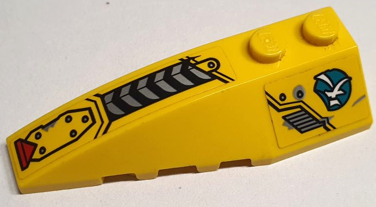 Wedge 6 x 2 Left with Armor Plates, Red Triangle, Black Air Vents and White Chinese Logogram '天' (Heaven) in Dark Turquoise Circle Pattern (Stickers) - Set 80018