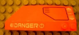 Wedge 8 x 3 x 2 Open Right with White 'DANGER' and 'EJECT', Black Hatch Pattern (Stickers) - Set 7706