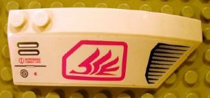 Wedge 8 x 3 x 2 Open Right with Red Quad Wing and Grille on White Background Pattern (Sticker) - Set 8106