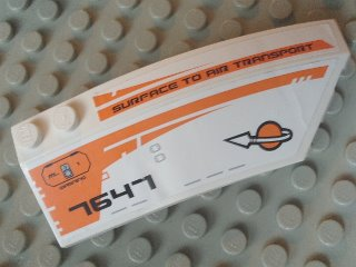 Wedge 8 x 3 x 2 Open Right with '7647', Modified Classic Space Logo and 'SURFACE TO AIR TRANSPORT' Pattern (Stickers) - Set 7647