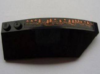 Wedge 8 x 3 x 2 Open Right with Long Orange Claw Pattern (Sticker) - Set 8076