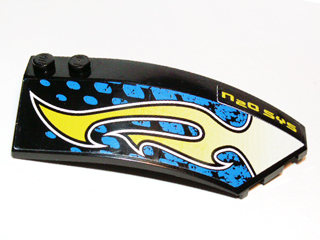 Wedge 8 x 3 x 2 Open Right with 'N2O SYS' and Lime Flames Pattern (Stickers) - Set 8139