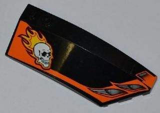 Wedge 8 x 3 x 2 Open Right with Headlights, Skull and Yellow Flames Pattern (Stickers) - Set 7971