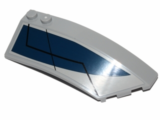 Wedge 8 x 3 x 2 Open Right with Dark Blue Curved Triangle and Black Lines Pattern (Sticker) - Set 75022