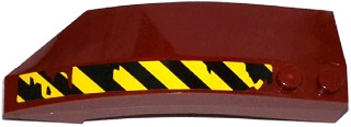 Wedge 8 x 3 x 2 Open Right with Worn Black and Yellow Danger Stripes Pattern (Sticker) - Set 70735