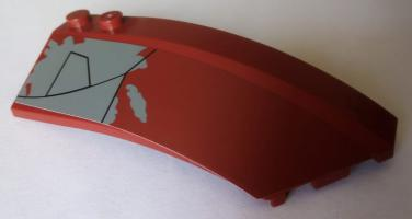 Wedge 8 x 3 x 2 Open Right with Black Lines and Dark Bluish Gray Panel with Battle Damage Pattern (Sticker) - Set 75060