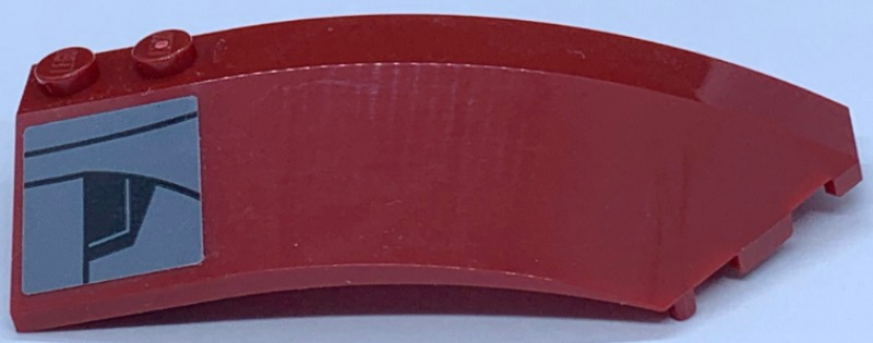 Wedge 8 x 3 x 2 Open Right with Black and Dark Bluish Gray Panel and Lines Pattern (Sticker) - Set 75243