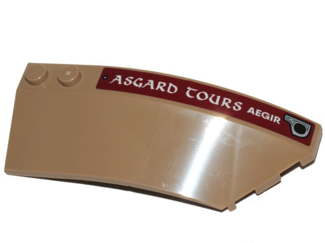 Wedge 8 x 3 x 2 Open Right with White 'AEGIR ASGARD TOURS' on Dark Red Stripe Pattern (Sticker) - Set 76208