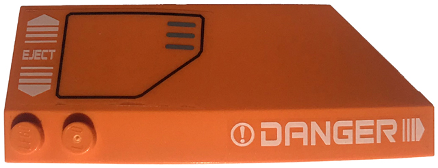 Wedge 8 x 3 x 2 Open Left with White 'DANGER' and 'EJECT', Black Hatch Pattern (Stickers) - Set 7706