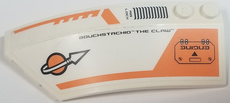 Wedge 8 x 3 x 2 Open Left with Modified Classic Space Logo, 'AIR LOCK', 'ENGINE' and 'BOUCHSTACHIO "THE CLAW" ' Pattern (Stickers) - Set 7697