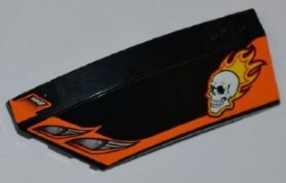 Wedge 8 x 3 x 2 Open Left with Headlights, Skull and Yellow Flames Pattern (Stickers) - Set 7971