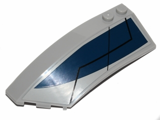 Wedge 8 x 3 x 2 Open Left with Dark Blue Curved Triangle and Black Lines Pattern (Sticker) - Set 75022