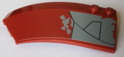 Wedge 8 x 3 x 2 Open Left with Black Lines and Dark Bluish Gray Panel with Battle Damage Pattern (Sticker) - Set 75060