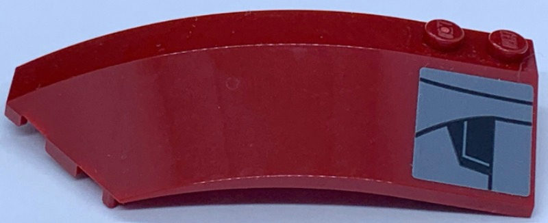 Wedge 8 x 3 x 2 Open Left with Black and Dark Bluish Gray Panel and Lines Pattern (Sticker) - Set 75243