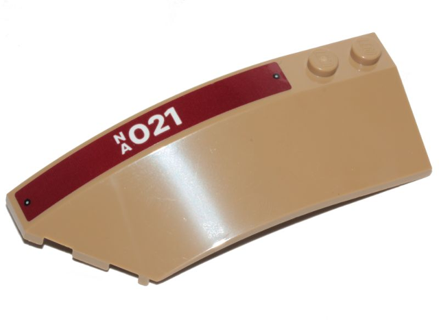 Wedge 8 x 3 x 2 Open Left with White 'NA021' on Dark Red Stripe Pattern (Sticker) - Set 76208