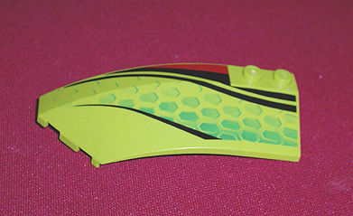 Wedge 8 x 3 x 2 Open Left with Red and Black Stripes and Green Scales Pattern