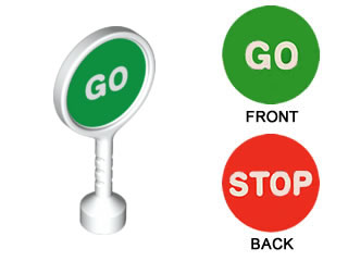 Duplo Utensil Round Sign with Handle with 'GO' and 'STOP' Pattern