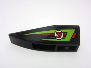 Wedge 6 x 2 Inverted Left with Lime and Red Stripes and Red Number 31 Pattern (Sticker) - Set 60114