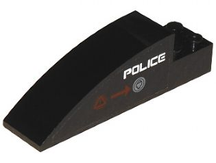 Slope, Curved 8 x 2 x 2 with 4 Recessed Studs with 'POLICE' and Danger Triangle Pattern on Left Side (Sticker) - Set 5974