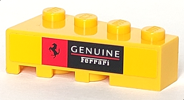 Wedge 4 x 2 Right with White 'GENUINE Ferrari' and Red and Black Ferrari Logo Pattern (Sticker) - Set 8143