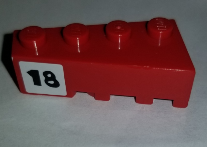 Wedge 4 x 2 Left with Black '18' on White Background Pattern (Sticker) - Set 4982