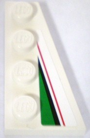 Wedge, Plate 4 x 2 Right with Red, Black and Large Green Pattern (Sticker) - Set 8898