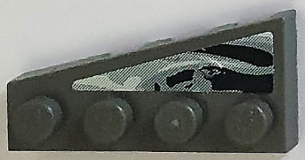 Wedge, Plate 4 x 2 Right with Black and Gray Swirl Pattern (Sticker) - Set 8161