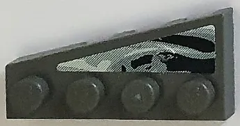 Wedge, Plate 4 x 2 Right with Black and Gray Swirl Pattern (Sticker) - Set 8161