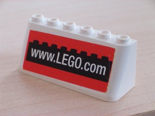 Windscreen 2 x 6 x 2 with White 'www.LEGO.com' on Black and Red Background Pattern (Sticker) - Sets 3409-1 / 3410