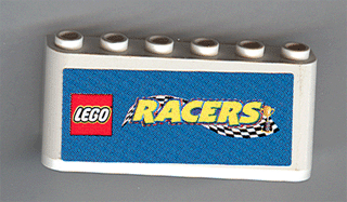 Windscreen 2 x 6 x 2 with LEGO Racers Logo on Blue Background Pattern (Sticker) - Sets 3420-1 / 3420-2 / 3420-4 / 3421 / 3425-1