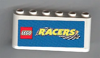 Windscreen 2 x 6 x 2 with LEGO Racers Logo on Blue Background Pattern (Sticker) - Sets 3420-1 / 3420-2 / 3420-4 / 3421 / 3425-1