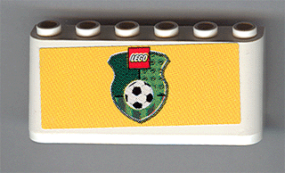 Windscreen 2 x 6 x 2 with LEGO Logo and Football / Soccer Ball on Green Shield on Yellow Background Pattern (Sticker) - Sets 3409-1 / 3410 / 3420-1 / 3420-2 / 3420-4 / 3421 / 3425-1