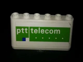 Windscreen 2 x 6 x 2 with 'ptt telecom' on White and Green Background Pattern (Sticker) - Set 880002-2 (in Combination with Sets 3308 / 3309)